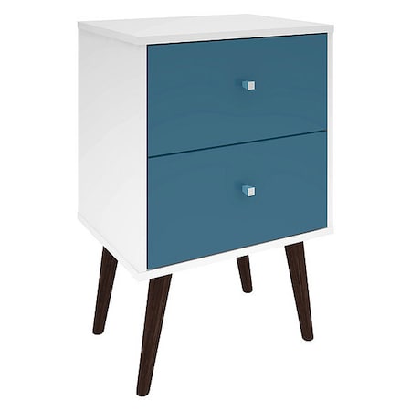 Nightstand, Mid Century, Whitee/Aqua MPN:204AMC64