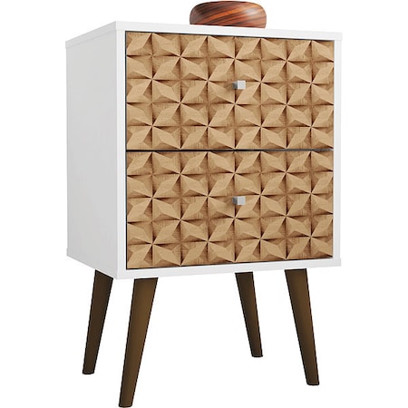 Nightstand, Mid Century, Whitee/Brown MPN:204AMC67
