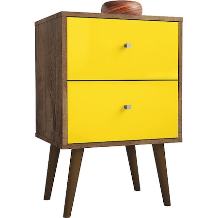 Nightstand, Mid Century, Brown/Yellow MPN:204AMC94