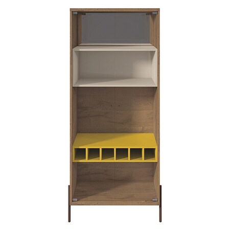 Wine Cabinet, 8-Bottle, 4 Shlv, Yllw/White MPN:350703