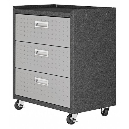 Drawer Mobile Garage Storage Chest, 32.1 in H, Grey, 3 Drawers MPN:4GMCC
