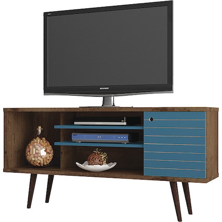 TV Stand, Mid Century, Aqua, 53.14