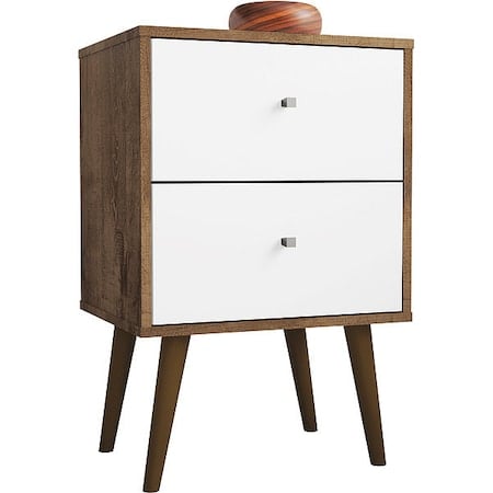 Nightstand, Mid Century, Brown/White MPN:204AMC96