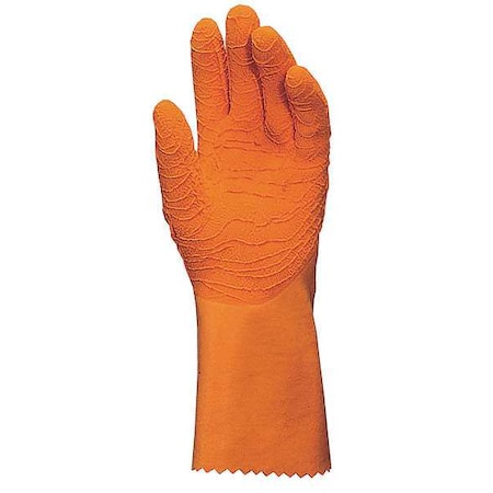Chemical Resistant Gloves, Natural Rubber Latex, 12 1/2 in L, 53.00 mil, Orange, 8, 1 PR MPN:321