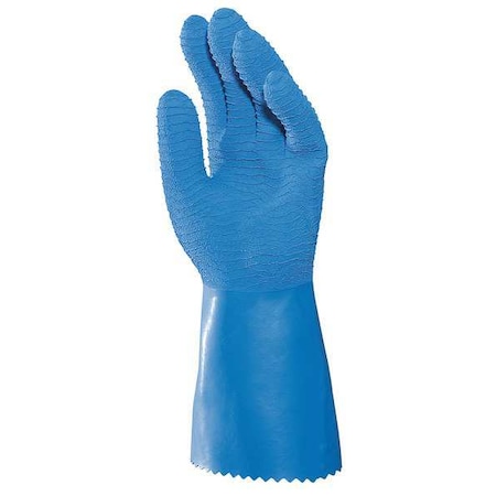 Chemical Resistant Gloves, Natural Rubber Latex, 12 1/2 in L, Blue, 7, 1 PR MPN:326227
