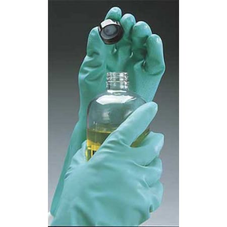 Chemical Resistant Gloves, Nitrile, 12 1/2 in L, 18.00 mil, Green, 9, 1 PR MPN:492