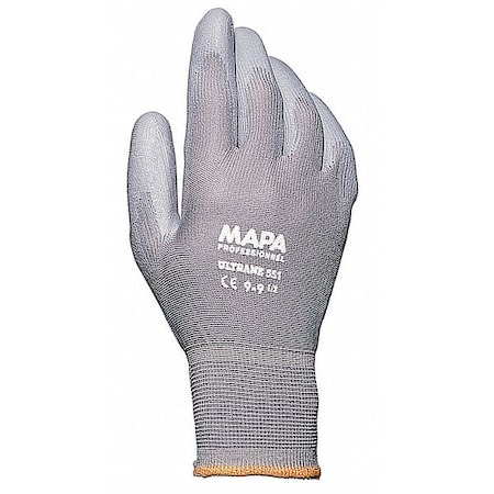 Coated Gloves, Polyurethane, Palm, 4 Abrasion Level, Gray, 8 1 PR MPN:34551028