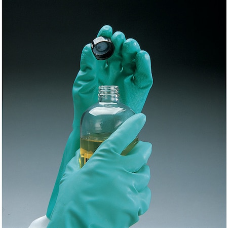 Chemical Resistant Gloves, Nitrile, 13 in L, 18 mil, Green, 10, 1 PR MPN:AF-18
