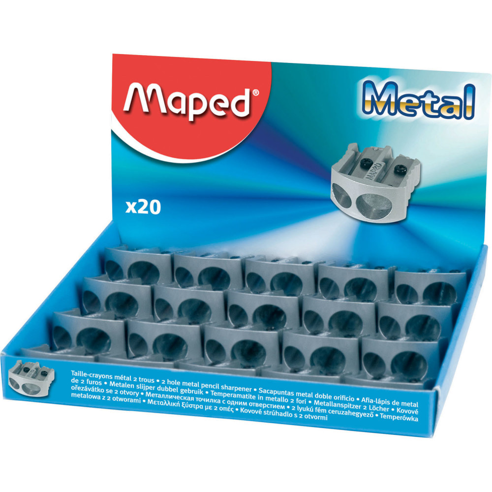 Maped Classic 2 Hole Metal Pencil Sharpener, Display Of 20 MPN:MAP506700