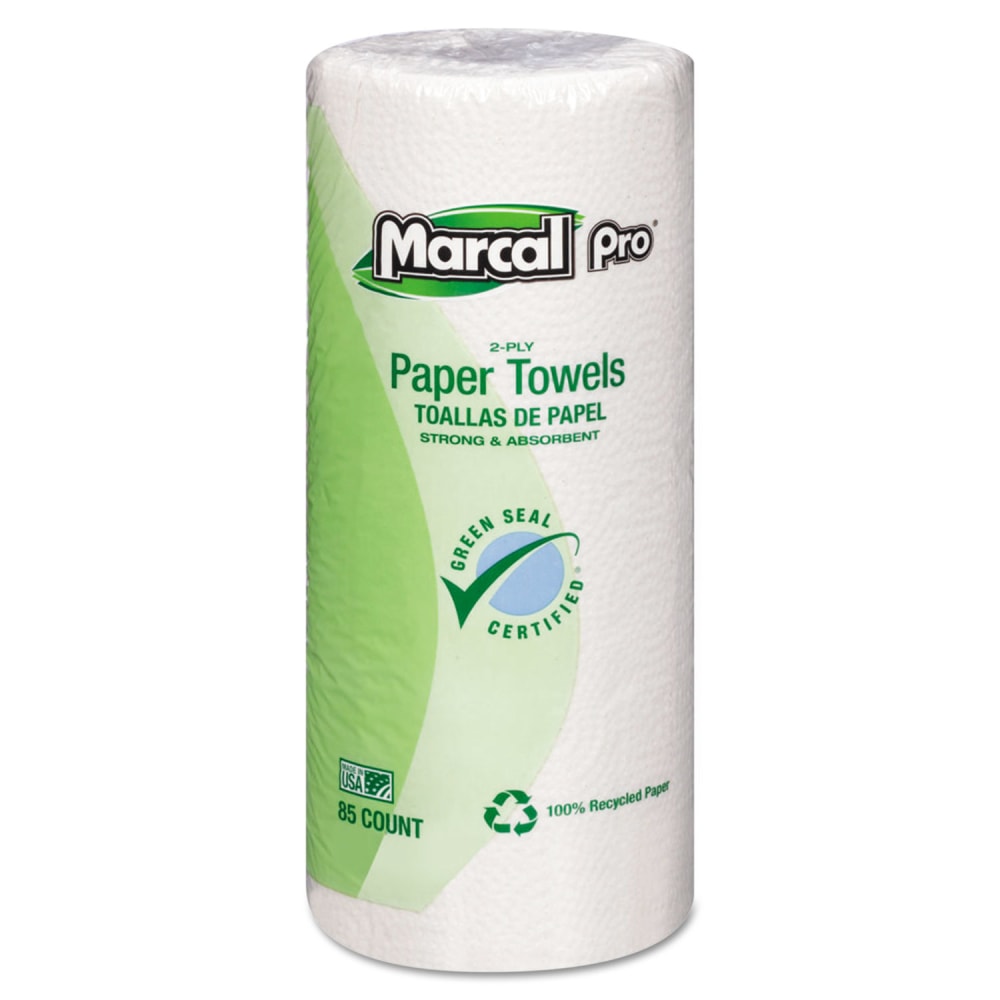 Marcal Perforated Kitchen Towels, White, 2-Ply, 9 x 11, 85 Sheets/Roll, 30 Rolls/Carton MPN:06350