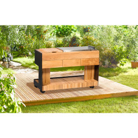 Astella Styles Outdoor Mobile Bistro Island 4 Burner Propane Gas Teak/Black KT-INDU+ BISTRO ISLAND