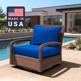 California Umbrella Deep Seat Cushion Rectangular Memory Foam Core Sunbrella Pacific Blue Fabric 199484072013