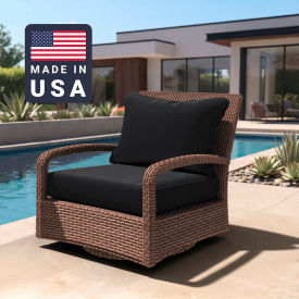 California Umbrella Deep Seat Cushion Rectangular Memory Foam Core Sunbrella Black Fabric 199484072044