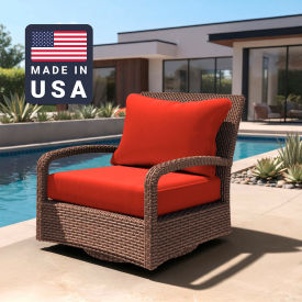 California Umbrella Deep Seat Cushion Rectangular Memory Foam Core Sunbrella Melon Fabric 199484072075
