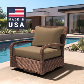 California Umbrella Deep Seat Cushion Rectangular Memory Foam Core Sunbrella Heather Beige Fabric 199484072167