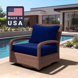 California Umbrella Deep Seat Cushion Rectangular Memory Foam Core Sunbrella True Blue Fabric 199484072181