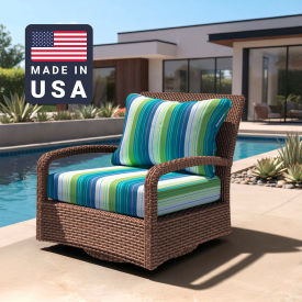 California Umbrella Deep Seat Cushion Memory Foam Core Sunbrella Seville Seaside Fabric 199484072211