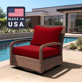 California Umbrella Deep Seat Cushion Rectangular Memory Foam Core Sunbrella Jockey Red Fabric 199484072228