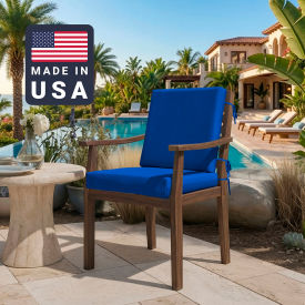 California Umbrella Dining Chair Cushion Square Memory Foam Core Sunbrella Pacific Blue Fabric 199484072570