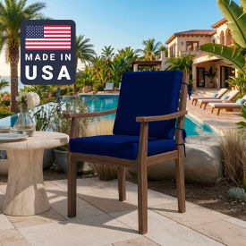 California Umbrella Dining Chair Cushion Square Memory Foam Core Sunbrella True Blue Fabric 199484072747