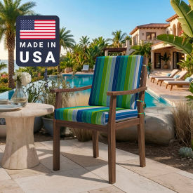 California Umbrella Dining Chair Cushion Square Memory Foam Core Sunbrella Seville Seaside Fabric 199484072778