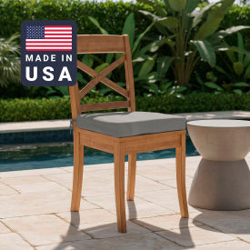 California Umbrella Seat Pad Cushion Square Memory Foam Core Sunbrella Granite Fabric Set of 2 199484073140