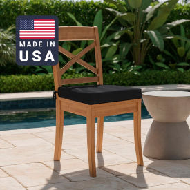 California Umbrella Seat Pad Cushion Square Memory Foam Core Sunbrella Black Fabric Set of 2 199484073164