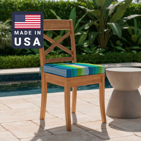 California Umbrella Seat Pad Cushion Memory Foam Core Sunbrella Seville Seaside Fabric Set of 2 199484073331