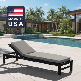 California Umbrella Chaise Lounge Cushion Rectangular Memory Foam Core Sunbrella Granite Fabric 199484073706