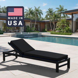 California Umbrella Chaise Lounge Cushion Rectangular Memory Foam Core Sunbrella Black Fabric 199484073720