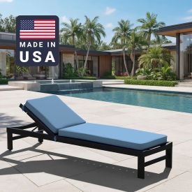California Umbrella Chaise Lounge Cushion Rectangular Memory Foam Core Sunbrella Air Blue Fabric 199484073737