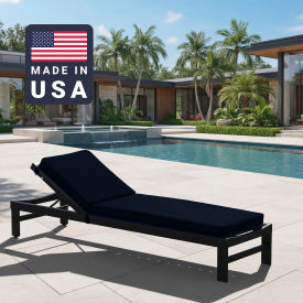 California Umbrella Chaise Lounge Cushion Rectangular Memory Foam Core Sunbrella Navy Fabric 199484073782