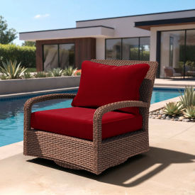 California Umbrella Deep Seat Cushion Fiber Back Foam Seat Olefin Red Fabric 199484074307