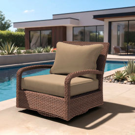 California Umbrella Deep Seat Cushion Fiber Back Foam Seat Olefin Beige Fabric 199484074314