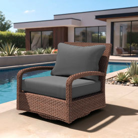 California Umbrella Deep Seat Cushion Fiber Back Foam Seat Olefin Charcoal Fabric 199484074338