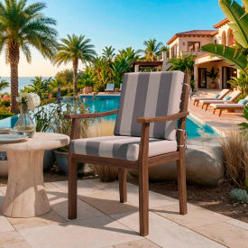 California Umbrella Dining Chair Cushion Foam Filled Olefin Gray White Stripe Fabric 199484074390