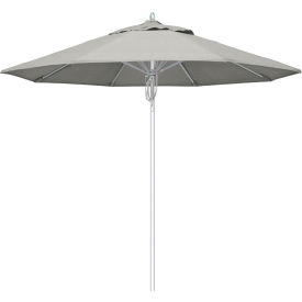 California Umbrella 9' Patio Umbrella Newport Series Silver Pole Sunbrella 1A Granite AATF908AH002-5402