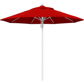 California Umbrella 9' Patio Umbrella Newport Series Silver Pole Sunbrella 2A Jockey Red AATF908AH002-5403