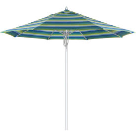 California Umbrella 9' Patio Umbrella Newport Series Silver Pole Sunbrella 1A Seaside Seville AATF908AH002-5608