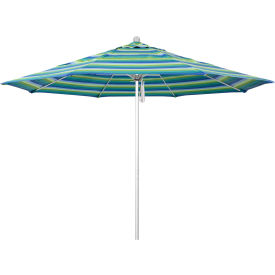 California Umbrella Venture 11' Patio Umbrella Silver Pole Sunbrella 1A Seville Seaside Fabric ALTO118002-5608