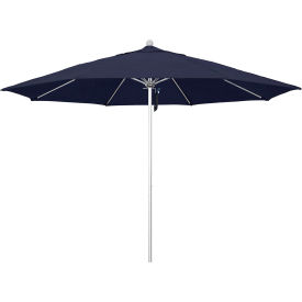 California Umbrella Venture 11' Patio Umbrella Silver Pole Olefin Navy Blue Fabric ALTO118002-F09