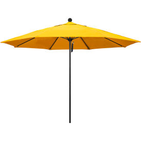 California Umbrella Venture 11' Patio Umbrella Black Pole Sunbrella 1A Sunflower Yellow Fabric ALTO118302-5457