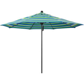 California Umbrella Venture 11' Patio Umbrella Black Pole Sunbrella 1A Seaside Seville Fabric ALTO118302-5608