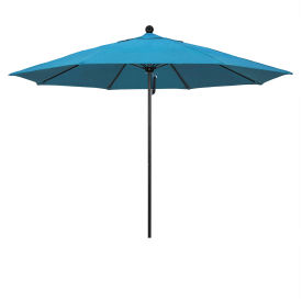 California Umbrella Venture 11' Patio Umbrella Black Pole Olefin Frost Blue Fabric ALTO118302-F26