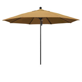 California Umbrella Venture 11' Patio Umbrella Black Pole Olefin Woven Sesame Fabric ALTO118302-F76