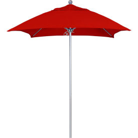 California Umbrella Venture 6' Patio Umbrella Silver Pole Sunbrella 1A Jockey Red Fabric ALTO604002-5403