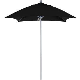 California Umbrella Venture 6' Patio Umbrella Silver Pole Sunbrella 1A Black Fabric ALTO604002-5408