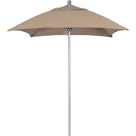 California Umbrella Venture 6' Patio Umbrella Silver Pole Sunbrella 1A Taupe Fabric ALTO604002-5461