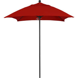 California Umbrella Venture 6' Patio Umbrella Black Pole Sunbrella 1A Jockey Red Fabric ALTO604302-5403