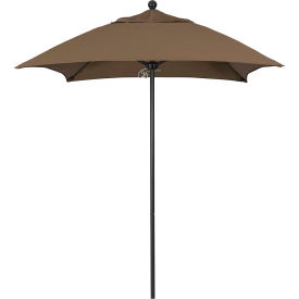 California Umbrella Venture 6' Patio Umbrella Black Pole Sunbrella 1A Cocoa Fabric ALTO604302-5425